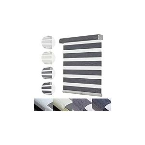 Persilux Stores zébrés sans fil pour fenêtres avec motif jacquard, protection de l'intimité, stores à rouleau qui filtrent la lumière pour la maison, le bureau et la porte (61 x 182,9 cm (l x H), gris