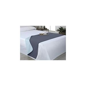 Estoralis - AVA | Chemins de lit Doux et Soyeux | Tissu matelassé réversible | Bleu Clair/Pierre | pour lit de 120/135 cm. (60 x 210 cm.) Couvre-lit de Couleur contrastée.