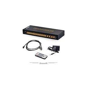 KanaaN HDMI 2.0 Matrice PS5 Switch Splitter 1X2 |1X4 4K/1080p | Supporte PS5, Notebook, Mémoire EDID, CEC, Daisy Chain, SP14HS, Dolby 5.1 / Dolby-TrueHD etc. | Amplificateur de distribution pour projecteur, TV HD (HDMI 2.0 Matrice 4x2)