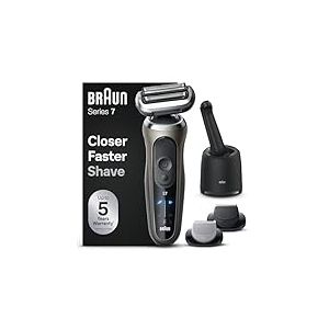 Braun Series 7, Rasoir &Eacute;lectrique Homme, Modes Turbo, Rasoir &Agrave; Grille &Eacute;tanche, Con&ccedil;u En Allemagne, Avec Station SmartCare Clean & Charge, T&ecirc;te Tondeuse &Agrave; Barbe, T&ecirc;te Pour Le Corps, Or
