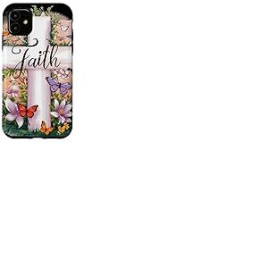 Faith-Cross Papillons floraux Christ Fleurs Religieuse Fille Coque pour iPhone 11