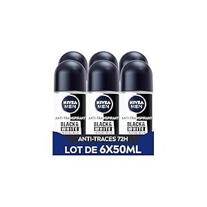 NIVEA MEN D&eacute;odorant Bille Black & White Invisible (6 x 50ml), d&eacute;odorant homme anti-traces blanches et jaunes, anti-transpirant anti odeur & humidit&eacute;, protection efficace 72 h, sans alcool