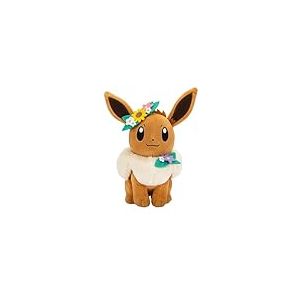 Pokémon Peluche Évoli avec Une Fleur - Peluche Eevee de 20 cm avec Un Accessoire Unique