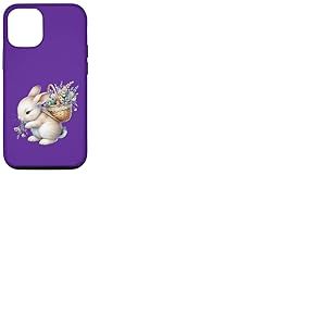 Cottagecore Breloque aquarelle Lapin avec panier de fleurs Coque pour iPhone 12/12 Pro