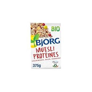 BJORG - Muesli Protéines Légumineuses, Raisin, Cranberry - Réduit En Sucres - Riches En Fibres - 375g