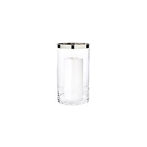 EDZARD Molly Photophore, en Verre de Cristal soufflé à la Bouche avec Bord en Platine, pour Bougies, Hauteur : 30 cm, diamètre : 17 cm