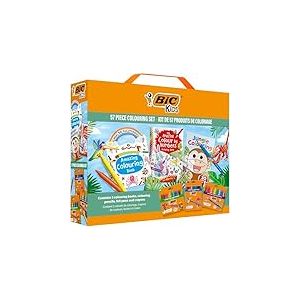 BIC Kids Kit d'Activité - Feutres/Crayons de Couleur/Craies de Coloriage/3 Cahiers de Coloriage sur le Thème de la Jungle - Coffret de 57 pièces