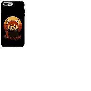 Rétro Vintage Rouge Panda Coucher de Soleil Coque pour iPhone 7 Plus/8 Plus