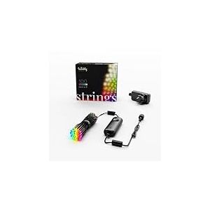 Twinkly Strings 100 LED RGB+Blanc, Guirlande Lumineuse Exterieur et Int&eacute;rieur, Lumi&egrave;res LED Multicolores, Compatible avec Alexa, Google Home, IP44, Guirlande No&euml;l, Contr&ocirc;le App, Fil Noir, 8m
