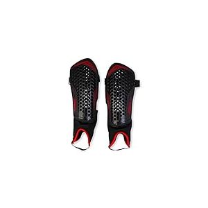 Mitre Aircell Football Ankle Protection Shin Pads | Extremely Breathable | Lightweight Shin Guard, Black/Red, L