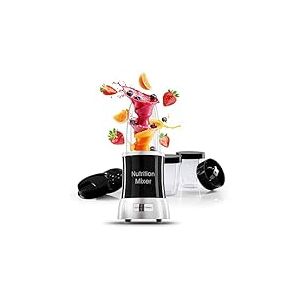 GOURMETmaxx Nutrition Mixer | Smoothie Maker avec set d'accessoires XXL | 11 pièces | Blender avec recettes, To go & couvercles de conservation de la fraîcheur | Pour smoothies, shakes & Co.