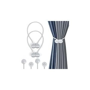 Romon D'embrasses de Rideaux, 2 Embrasse Rideau Magnétiques Attaches Rideau, Attaches de Rideau Support Attaches, Rideaux Embrasses à Rideaux Attaches de Rideaux pour Décoration de Maison Bureau, Gris