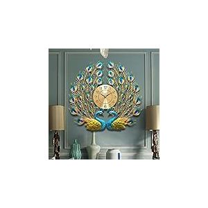EURSON Grande Horloge Murale Paon de 70,1 cm sans tic-tac en Cristal silencieuse, personnalité créative, Art Moderne, Horloge Murale décorative pour décoration de Salon (70,1 x 70,1 cm, Jaune)