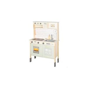 WOOMAX Cuisini&egrave;re &agrave; bois &eacute;lectrique, avec lumi&egrave;re et son, four, micro-ondes, &eacute;vier, armoire et accessoires, cuisine de 30 x 68 x 102 cm, jeu symbolique et imagination, enfants &agrave; partir de 3 ans (39073