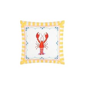 furn. Brunch Stripes Coussin en Polyester Garni &ndash; R&eacute;versible R&eacute;sistant &Agrave; L Eau Nautique Rayures C&ocirc;tier Homard Ext&eacute;rieur Coussin D&eacute;coratif (Multicolore - 45x45cm)
