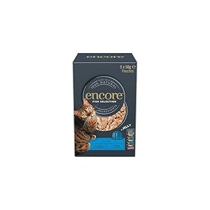 Encore Nourriture humide naturelle pour chats, emballage multiple, thon et sélection de poissons, en sachet de 50 g (paquet de 20 sachets) (l'emballage peut varier)