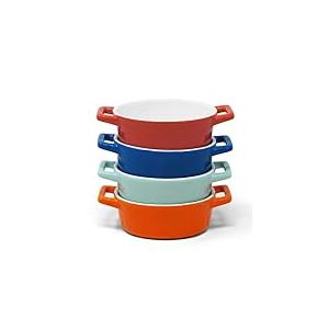 Joejis Lot de 4 Ramequin Four Ronds en C&eacute;ramique - Id&eacute;al pour Cuisiner Gratin Lasagne et Recettes de Terrine en gres - Petit Individuel Plat de Four - Passe au Lave-Vaisselle et au Cong&eacute;lateur
