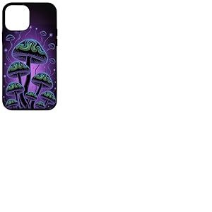Motif champignons magiques psychédéliques noirs esthétiques Coque pour iPhone 12 mini