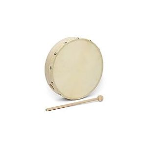 World Rhythm HD-6 Tambour à Main en Peau- Cadre Préréglé de 15,24cm - Batte Incluse - Tambour en Peau de Chèvre Authentique