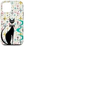 Style rétro Atomic Era Mid Century Kitty Star Fond Coque pour iPhone 12/12 Pro