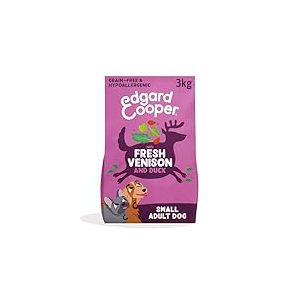 Edgard & Cooper Croquettes Chien sans C&eacute;r&eacute;ales pour Petits Chiens Adultes (3kg), Chevreuil Et Canard Frais, Teneur en Fibres Equilibr&eacute;e Recette Hypoallerg&eacute;nique, Jamais De Farine Animale