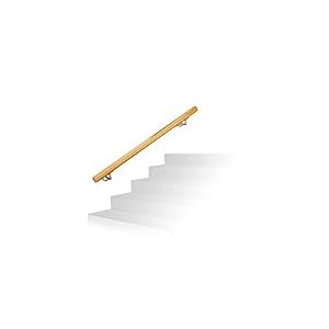 Relaxdays Main courante en bois de hêtre 1000 mm / 100 cm / 1 m Fixation murale avec chevilles, Ø 42 mm