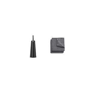 Brabantia Porte-goupillon avec Brosse, Classic - Matt Black, 108587 & Microfiber Torchon (Lot de 2), Gris Foncé, 30 x 30 x 0,5 cm