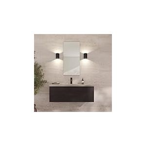 Loevschall Refine Miroir Mural Noir avec Cadre - 45 x 90 cm - Miroir décoratif pour Salle de Bain, Salon, Chambre à Coucher et Couloir - Miroir Minimaliste et élégant en Laiton brossé