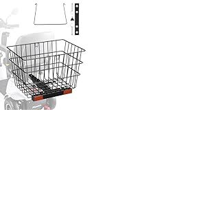 VEVOR Panier Arrière de Scooter de Mobilité Métallique Robuste, 39x30x30 cm, Capacité de Charge 10 kg, avec Poignée, Fonctionne avec Récepteur 25,4 mm, Compatible avec la Plupart Scooters de Mobilité