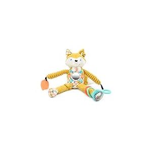 LES DÉGLINGOS - Peluche d'activité Nomade Cyranos le renard - Jaune moutarde- Jouet d'éveil pour bébé - Idée Cadeau - Dès la Naissance - 36 cm