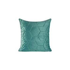 Eurofirany Housse canapé-Coussin de lit-Décoration élégante-Velours-Motif géométrique, Turquoise foncé, 45 x 45 cm