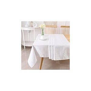 Majestic Giftware Nappe en Polyester pour Tables rectangulaires | (70/144) – TC1348 – Nappe de Table à Manger en Jacquard argenté avec Ourlet ondulé | Nappe décorative Lavable pour Cuisine, Salle à
