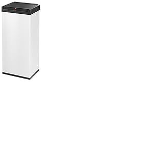 Hailo Big-Box Swing XL 0860-231 Poubelle de cuisine rectangulaire à fermeture automatique avec couvercle basculant et tôle d'acier avec cadre de serrage pour sac poubelle Blanc 52 l
