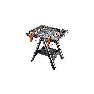 WORX Table de Travail et Chevalet de Sciage WX051, Table Multifonction, Compacte et Légère, système de Serrage Intégré, Livrée avec Colliers de Serrage rapide et Piquets de maintien