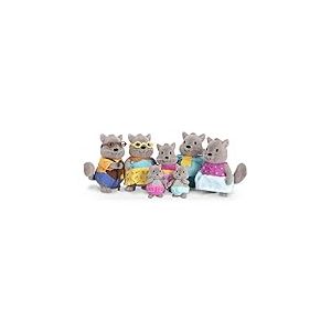 Li'l Woodzeez - Les écureuils de Bustleberry - Petite Figurine Animale - Famille d'écureuils Bustleberry - Lot de 7 figurines d'animaux de collection floqués - 3 ans et +