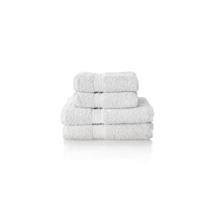 ALCLEAR - Lot de Serviettes éponge de qualité supérieure, Gamme Disponible en 6 Coloris et 5 Tailles, Coloris : Blanc, 2 Serviettes de Bain de 70 x 140 cm, 2 Serviettes de Bain de 50 x 100 cm