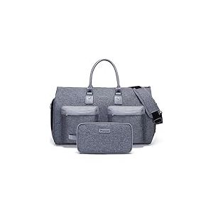Modoker Sac &agrave; v&ecirc;tements Convertible avec Trousse de Toilette, Sac de Voyage pour Hommes et Femmes, Sac de Costume Multifonction 2 en 1 Valise &agrave; Suspendre, Gris