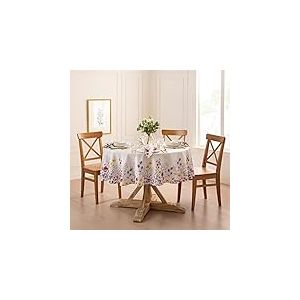 Elrene Home Fashions Nappe Ronde en Tissu avec Bordure botanique Motif Coquelicot Sauvage, 177,8 x 177,8 cm