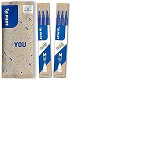 PILOT - 2 Etuis de 3 Recharges FriXion pour stylo effaçable. Compatibles FriXion Ball et FriXion Ball Clicker - Bleu - Pointe Moyenne