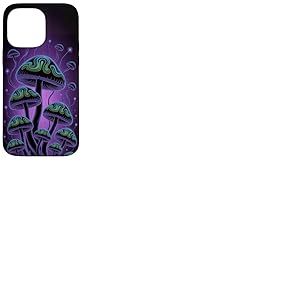 Motif champignons magiques psychédéliques noirs esthétiques Coque pour iPhone 14 Pro Max