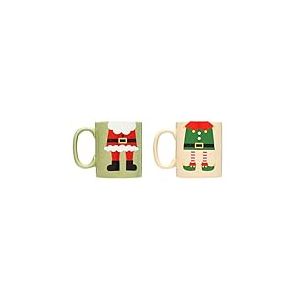 Pearhead Matching Christmas Mugs, Holiday Santa And Elf Mug Set, Christmas Home Décor, Holiday Gifts, Seasonal Coffee Cup Set of 2, Microwave and Dishwasher Safe, Holds 13 oz