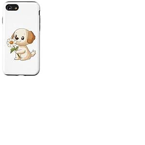Chien avec Fleur pour Amoureux des Chiots, Femmes et Filles, Chien Mignon Coque pour iPhone SE (2020) / 7/8