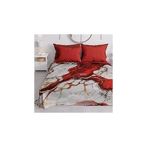 PETTI Artigiani Italiani - Couvre-lit 1 Place (160x260 cm) Printemps &Eacute;t&eacute;, Parure de Lit L&eacute;g&egrave;re Simple, Draps de Lit Une Personne, Marbre Rouge, 100% Fabriqu&eacute; en Italie