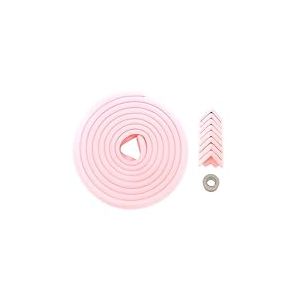 HIMRY 5 Mètre Rouleau en Mousse + 8 Coins | Anti Choc Protecteurs Bords et Coins de Table, L-Forme Rouleau Mousse Bords Protecteur & Coins Protecteur pour Bébé et Enfants, Pink KXD7000-Set pink