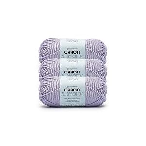 Caron All Day Cotton Lot de 3 pelotes de fil 100% coton merceris&eacute; - 158 m/100 g - Mauve