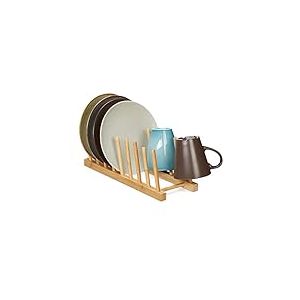 Relaxdays Égouttoir, pour 8 Assiettes, Planches à découpées, Support à couvercles, Vaisselle, Range-Planche en Bambou