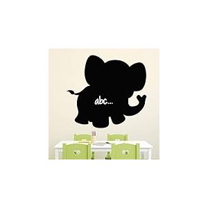 Ambiance Sticker Ardoise Tableau Noir - Stickers Muraux Adhésif Effaçable - Silhouette Petit Éléphant - H50 x L55 cm