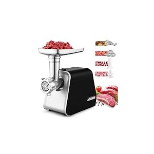 Hachoir &agrave; viande &eacute;lectrique professionnel 2000 W avec garniture &agrave; saucisses et embout &agrave; biscuits, machine &agrave; saucisses, machine &agrave; viande avec 3 tranches pour viande hach&eacute;e, avec vous