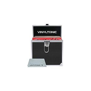Vinyl Tonic Mallette de rangement en vinyle pour LP de 17,8 cm ou 30,5 cm avec chiffon, 3 couleurs au choix, noir, 17,8 cm