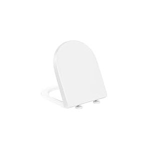 YEAUPE PRO Abattant WC Forme D [LONG], Cuvette Toilette avec Frein de Chute, Lunette WC Avec Charni&egrave;re M&eacute;tallique, Lunette de Toilette 45 * 36,1 * 5 CM, Blanche, Gabarit d'installation Inclus
